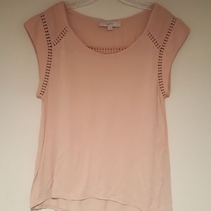 Loft Pink Nude Tee with Detailing